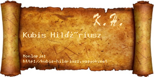 Kubis Hiláriusz névjegykártya